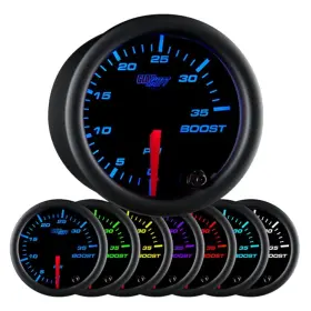 Glowshift 842559101261 Black 7 Color 35 Psi Turbo Boost Gauge Kit - Includes Mechanical Ho