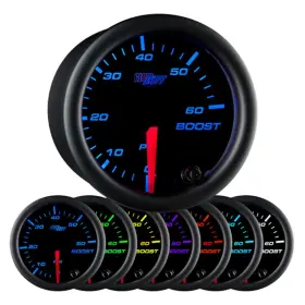 Glowshift 842559101278 Black 7 Color 60 Psi Turbo Boost Gauge Kit - Includes Mechanical Hose And Fitti