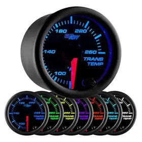 Glowshift 842559101445 Black 7 Color 260 F Transmission Temperature Gauge Kit - Includes E