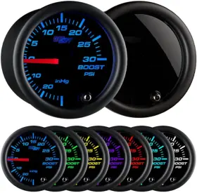 Glowshift Gauges Gs-t701-sm Tinted 7 Color 30 Psi Turbo Boost/vacuum Gauge Kit - Includes Mechanic