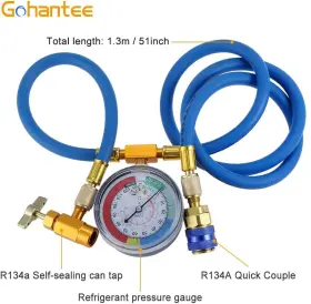 Gohantee 744759688859 R134a Recharge Hose Kit With Gauge Ac Refrigeration Recharging Can Tap R12 #2 Gohantee 744759688859 R134a Recharge Hose Kit With Gauge Ac Refrigeration Recharging Can Tap R12 #2