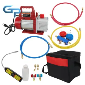 Gre172570 Greatparts Air Vacuum Pump 4cfm Hvac 1/3hp 110v 60hz And A/c Refrigeration Kit Manifold Gauge