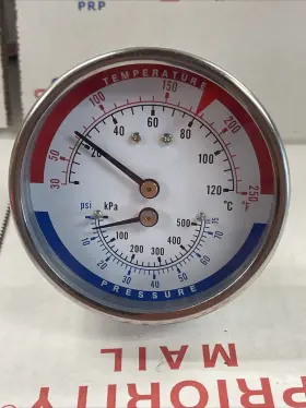 Ptc14601 H.o. Trerice 3 Inch Tridicator Boiler Gauge Temperature 30-250 F Pressure 0-75 Psi