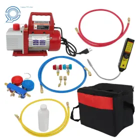 Hp103542 Happy19star 4cfm 1/3hp Air Vacuum Pump Rotary Vane Hvac A/c Refrigeration Kit Manifold Gauge