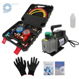 Hp103545 Happy19star Air Vacuum Pump Manifold Gauge Set 1/3hp 4cfm Hvac Ac Refrigerant Kit