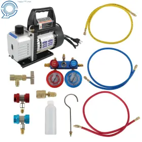Hp103548 Happy19star Air Vacuum Pump 3 Cfm 110v Hvac Ac Manifold Gauge Set Combo And R134a Kit #2