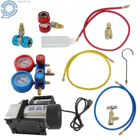 Hp103548 Happy19star Air Vacuum Pump 3 Cfm 110v Hvac Ac Manifold Gauge Set Combo And R134a Kit #3