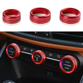 U236 Hengyueshang 3pcs Car Ac Knob Trim Air Conditioner Audio Cover Rotary Decoration Ring Stic