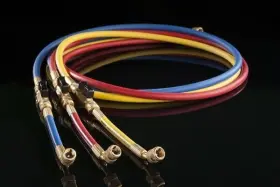 1839143 Hilmor 60 Inch Refrigeration Hoses With Ball Valve Adapters 4 Piece Set