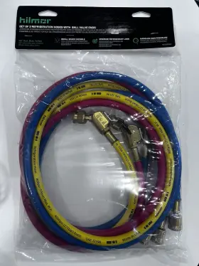 H60bves3 Hilmor 60 Inch Set Of 3 Hvac Low Loss Refrigeration Hose With Ball Valve Ends H60bves3 Hilmor 60 Inch Set Of 3 Hvac Low Loss Refrigeration Hose With Ball Valve Ends