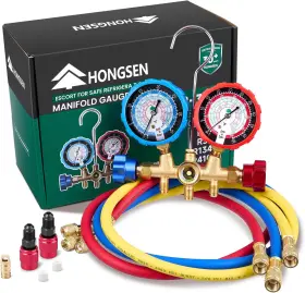 Hong Sen 744759457783 Hvac Manifold Gauge Set With Brass Body And Explosion-proof Lens Ac W