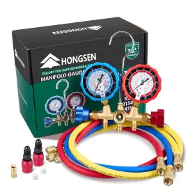 Hongsen Hm2-b-36-us Manifold Gauge Set With Brass Body And Explosion-proof Lens Ac Wit