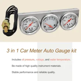 Hooto 769282529073 2 Volt Triple Gauge Kit 3 In 1 Car Meter Auto Voltmeter Water #2