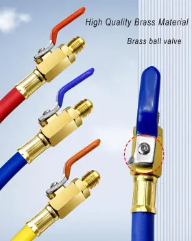Ressqfsg0407swq Huquzn R134a R410a R22 R12 Charging Hoses And Ball Valve Set 3 Color 7 Inch Coded #3