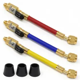 Hvac Guys 850069942281 7in R410a Refrigerant Hoses With Ball Valves 3pk Charging Hose Kit