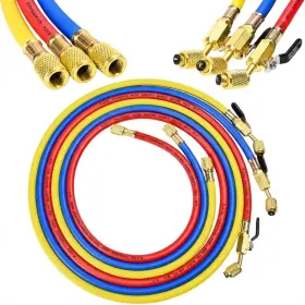 Hvac Guys 850069942298 60in R410a Refrigerant Charging Hoses With Ball Valves 3 Pack 1/4in