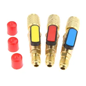 Hz-monstar 709930837051 Air Conditioning Refrigerant Ball Valve Adapter 1/4 Inch 5/16 Brass Hvac A/c St
