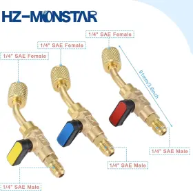 Hz-monstar 726084259478 Air Conditioner Angled Compact Shut-off Ball Valve R410a R134a Hvac Shut #2