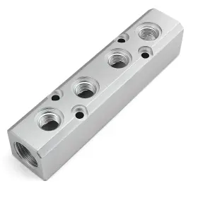 Iceyon 768415900499 4 Way Pneumatic Manifold Air Distribution Block 6 Port Silver