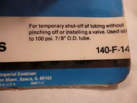 140-f-14 Imperial Eastman Tubing Test Plug #140-f-14 7/8 Inch O.d. Tube 100 Psi Nos Usa #2 140-f-14 Imperial Eastman Tubing Test Plug #140-f-14 7/8 Inch O.d. Tube 100 Psi Nos Usa #2