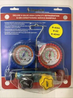 644-c Imperial 600 Series 4-valve Manifold 4 60 Inch Hoses New Hvac Charging System