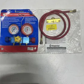 718-c Imperial New Kwik Charger 3 Port Manifold With Red Hose