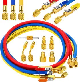 Innconee 744110796926 10 Pcs Ac Manifold Gauge Hose With R410a Mini Split Adapter Tank Refrige