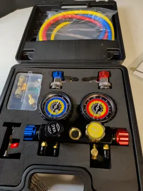 Jack Boss 717373879897 4 Way Diagnostic Manifold Gauge Set Professional Ac/hvac Tool W Can Tap &4 Hoses