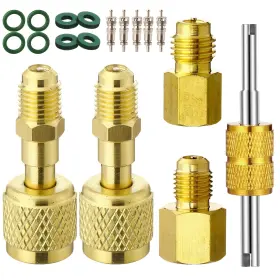 Jagely Ea-jagely-4174 18 Pcs R32 R454b A2l Adapter Kit 1/4 Inch To 1/2 R134a Fitting Swivel Valve Core