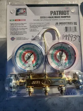 22233 Jb Industries Patriot - 2-valve Hvac Refrigerant Charging Manifold With 3/60 Inch Hoses