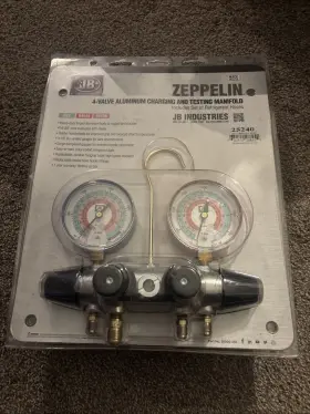 25240 Jb Industries 4 Port Refrigeration Manifold Gauges With Hoses Brand New
