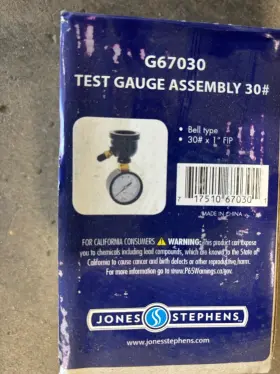 G67-030 Jones Stephens New 1 Inch Gas Test Gauge Black Iron