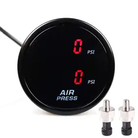 Ket 053742396689 Dual Air Bag Suspension Pressure Gauge Kit Red Digital 290psi With 2pcs 1/8np
