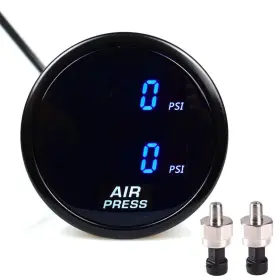Ket 053742396757 Dual Air Bag Suspension Pressure Gauge Kit Blue Digital 290psi With 2pcs 1/8n