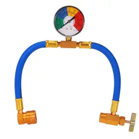 Ketofa 673257133458 R134a Car Ac Refrigerant Charge Hose Kit Recharge With Gauge A/c 1/2 Rec