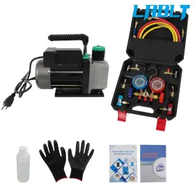 Om310635oc Lablt Air Vacuum Pump Manifold Gauge Set Hvac Ac Refrigerant Kit 4cfm 1/3hp
