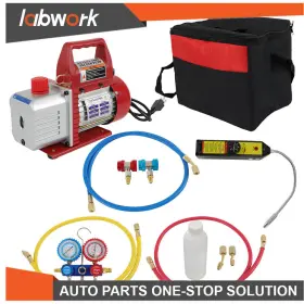 Labwork Tl34514q 4cfm 1/3hp Air Vacuum Pump Hvac Ac Refrigerant Kit Manifold Gauge Set