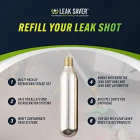 Leak Saver 604296227785 - Shot Refrigerant Grade Co2 Refill Cartridges 8 Pack Refil #3 Leak Saver 604296227785 - Shot Refrigerant Grade Co2 Refill Cartridges 8 Pack Refil #3
