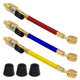 Leak Saver 860011968894 Hvac Guys R-410a Hoses With Ball Valves Hose Kit 3 Pack Of 7in Refrige