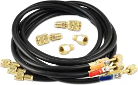 Lichamp 445045340316 3 Pieces 5ft Ac Hvac Manifold Gauge Hose Kit With Ball Valve And 4 Piece Lichamp 445045340316 3 Pieces 5ft Ac Hvac Manifold Gauge Hose Kit With Ball Valve And 4 Piece
