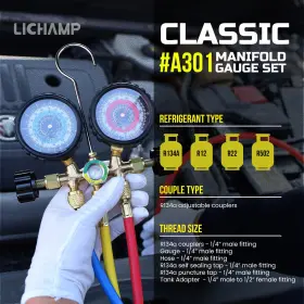 Lichamp 689994688434 Ac Gauges R134a R22 R12 R502 A/c Diagnostic Manifold Gauge Set With 5ft #2 Lichamp 689994688434 Ac Gauges R134a R22 R12 R502 A/c Diagnostic Manifold Gauge Set With 5ft #2
