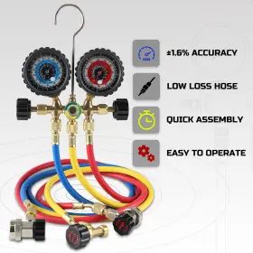 Lichamp 689994688434 Ac Gauges R134a R22 R12 R502 A/c Diagnostic Manifold Gauge Set With 5ft #3 Lichamp 689994688434 Ac Gauges R134a R22 R12 R502 A/c Diagnostic Manifold Gauge Set With 5ft #3