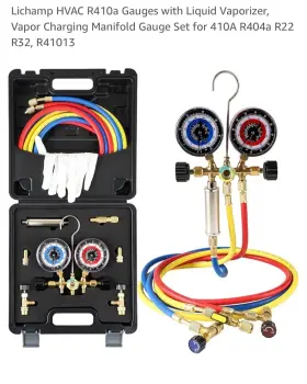 Lichamp 711181087291 Hvac Gauges With Liquid Vaporizer Vapor Charging Manifold Gauge Set