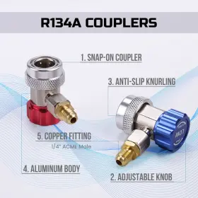 Lichamp 741025731363 Ac R134a Adapters Kit 134a Quick Couplers With Self Sealing And Punct #2