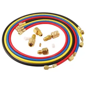 Lichamp 791533865395 4 Pieces 5ft Ac Manifold Gauge Hose Kit With Adapters Fit