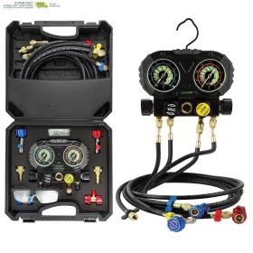 Agsb501 Lichamp Hvac Gauges With 5 Ft Hoses Ac Manifold Gauge Set R134a R1234 R410a And R32 Ref