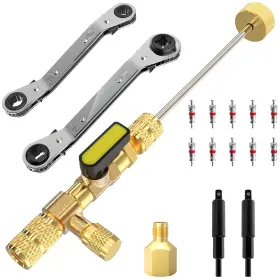 001607 Limontek Valve Core Removal Tool With Hvac Service Wrench Set Hex Bit Adapter 3/16 Inch