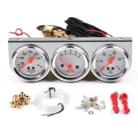 Linekong 902885715397 Triple Gauge Kit Oilvoltwater 2 Chrome Oil Temp Water