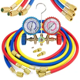 Liyyoo 414740461823 Air Conditioning Refrigerant Charging Hoses With Diagnostic Manifold Gauge Se