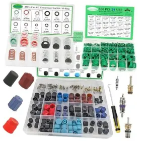 Lucstar 313115374370 Ac R12/r134a Recharge Kit And Schrader Valve Tool - Seal Caps 5 Set
